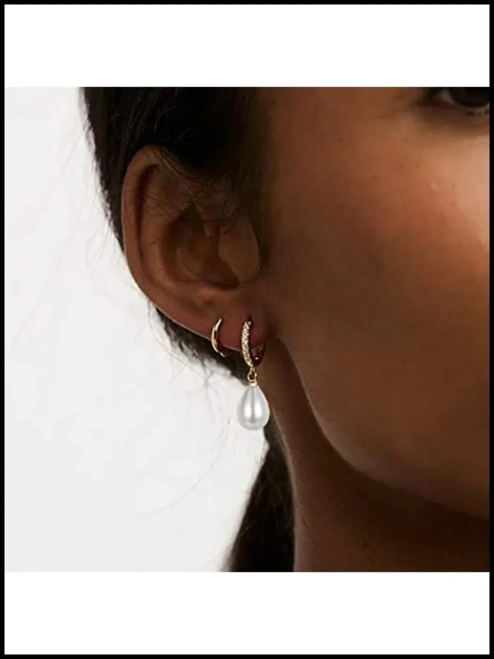 Pearl Drop Earrings for Women Sterling Silver Hoop Dangle Huggies
